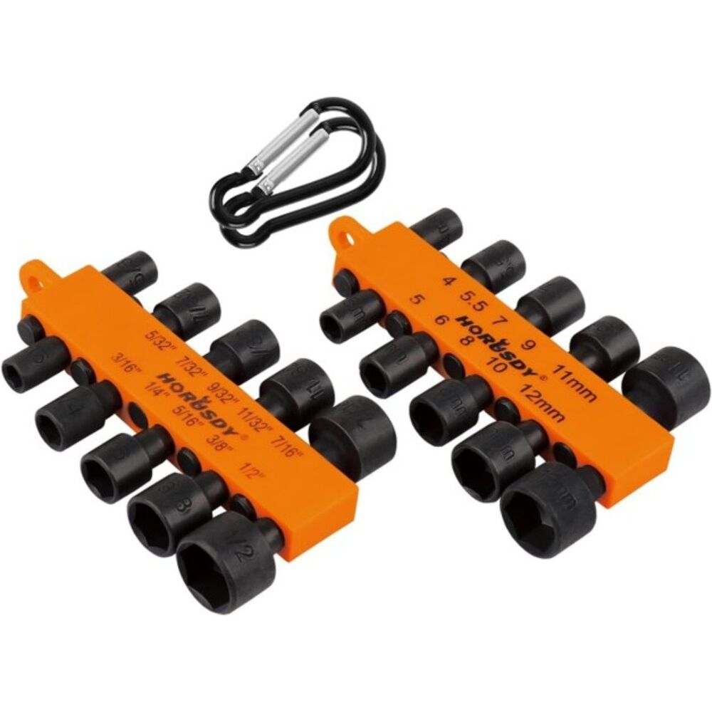 New 22-Piece Power Nut Driver Set for Impact Drill, SAE and Metric